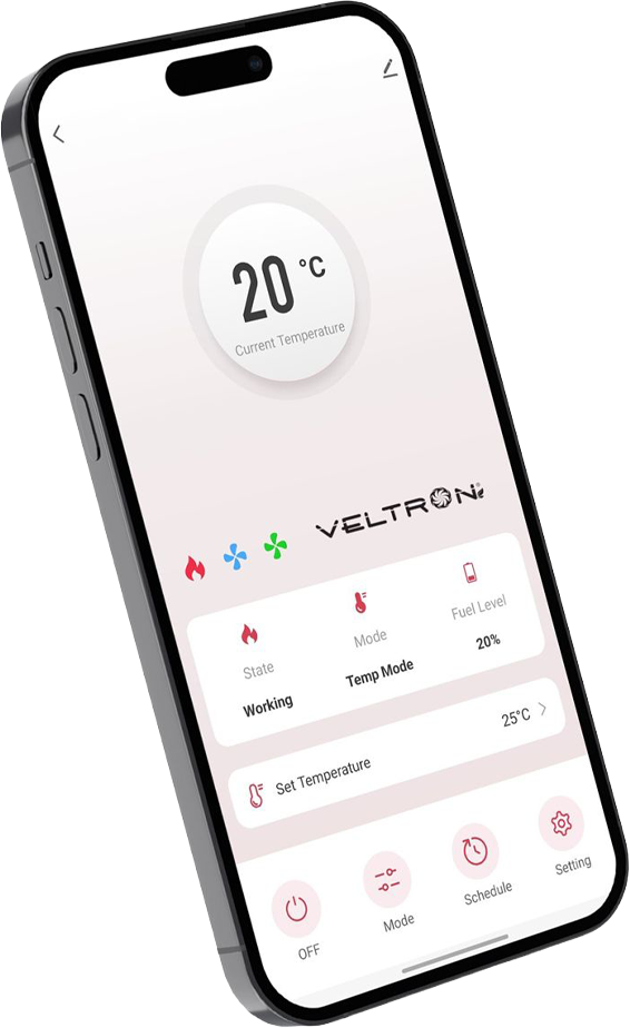Veltron-värmare med Wi-Fi-styrning via smartphone